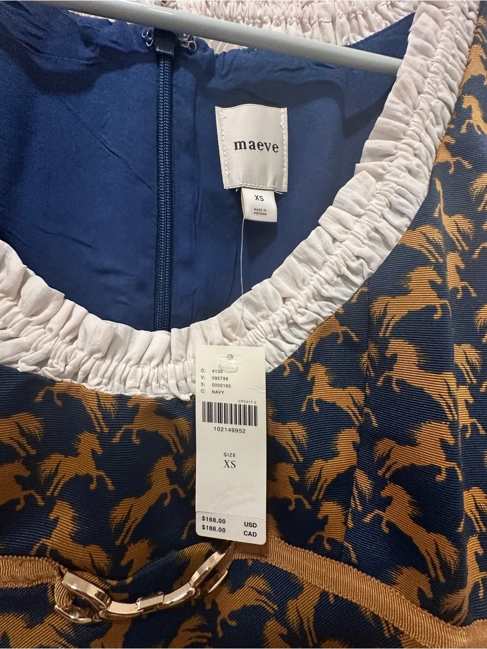 NWT! Anthropologie x Maeve Twofer Mini Horse Dress Sz XS Brown Horse - Picture 6 of 7